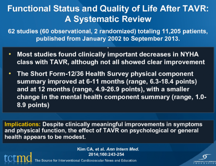 Functional Status and Quality of Life After TAVR: A Systematic Review