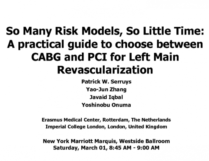 So Many Risk Models, So Little Time: A Practical Guide to Choosing between CABG and PCI for Left Main Revascularization