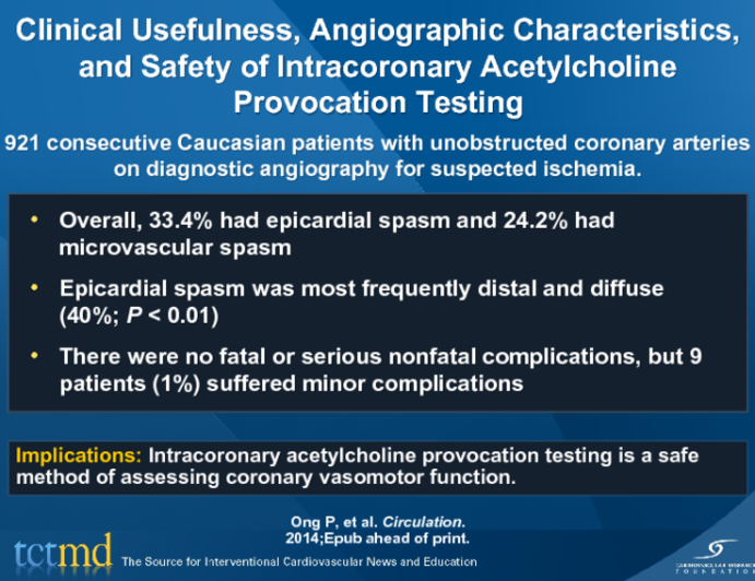 Clinical Usefulness, Angiographic Characteristics, and Safety of Intracoronary Acetylcholine Provocation Testing