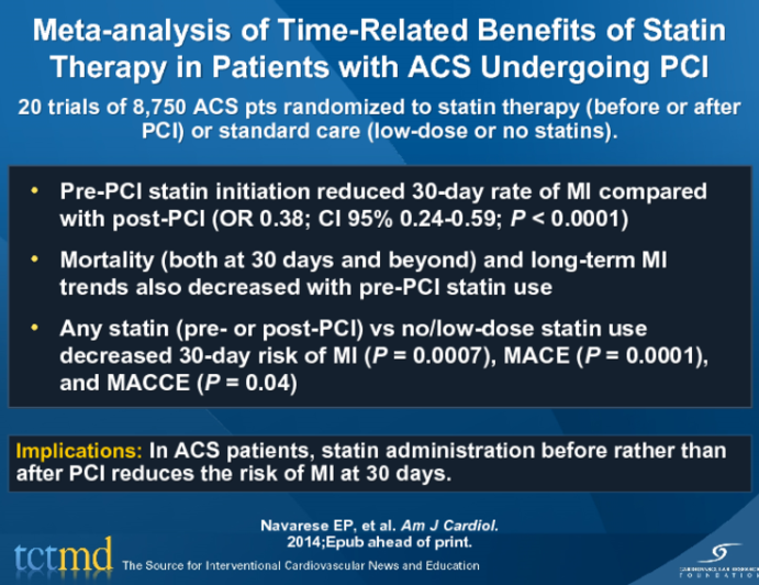 Meta-analysis of Time-Related Benefits of Statin Therapy in Patients with ACS Undergoing PCI