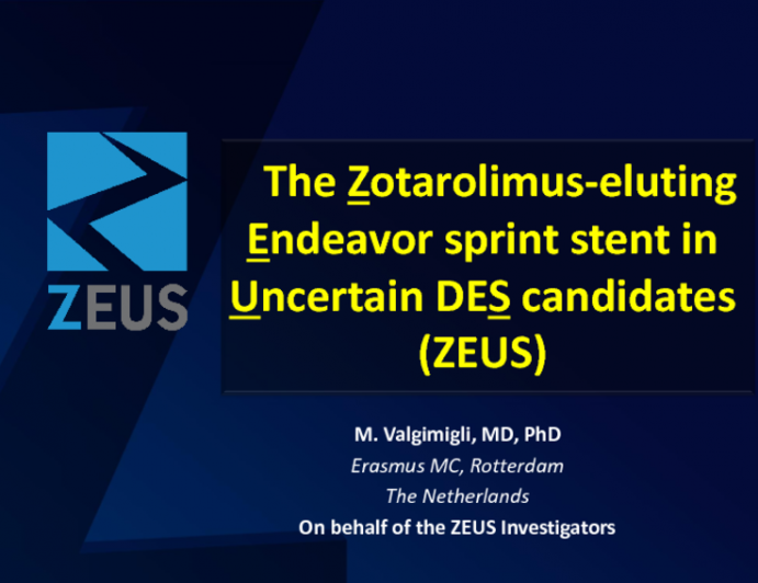 The Zotarolimus-eluting Endeavor sprint stent in Uncertain DES candidates (ZEUS)