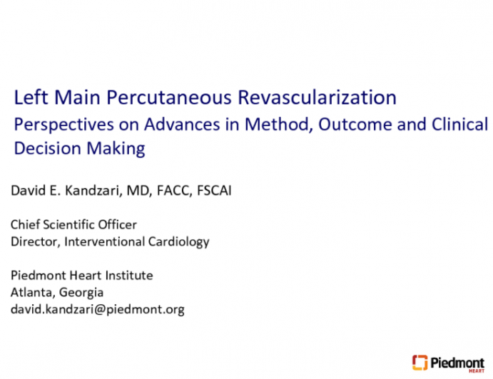 Left Main Percutaneous Revascularization: Perspectives on Advances in Method, Outcome and Clinical Decision Making