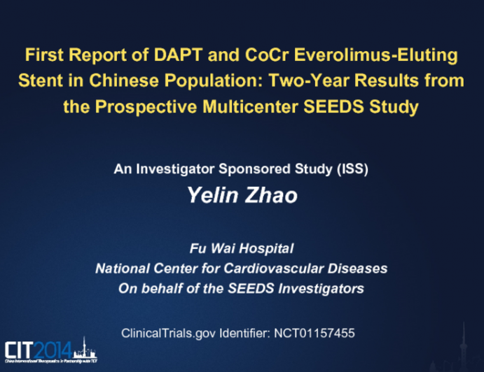 First Report of DAPT and CoCr Everolimus-Eluting Stent in Chinese Population: Two-Year Results from the Prospective Multicenter SEEDS Study-An Investigator Sponsored Study (ISS)