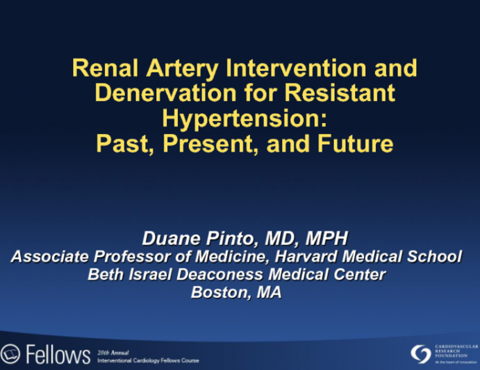 Renal Artery Intervention and Denervation for Resistant Hypertension