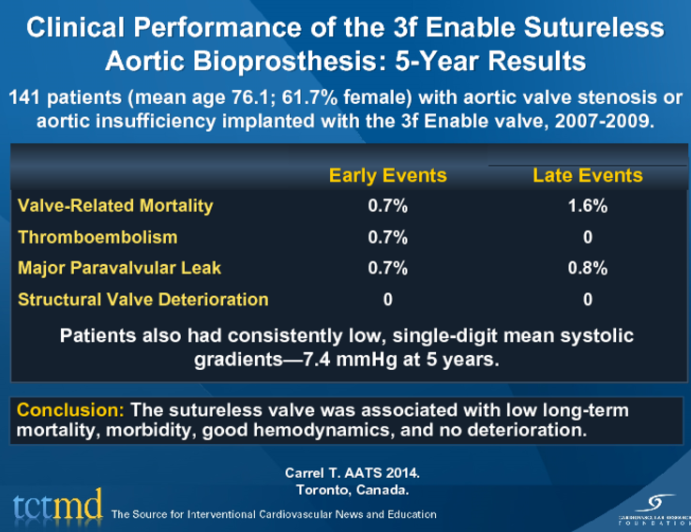 Clinical Performance of the 3f Enable Sutureless Aortic Bioprosthesis: 5-Year Results