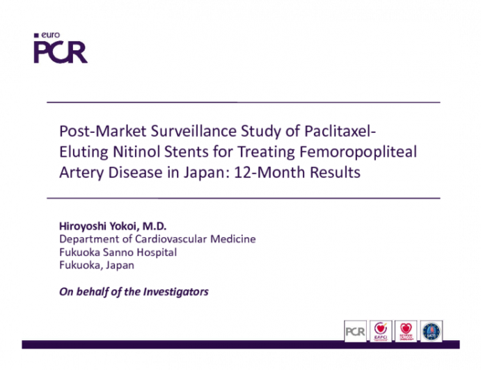 Post‐Market Surveillance Study of Paclitaxel‐Eluting Nitinol Stents for Treating FemoropoplitealArtery Disease in Japan: 12‐Month Results