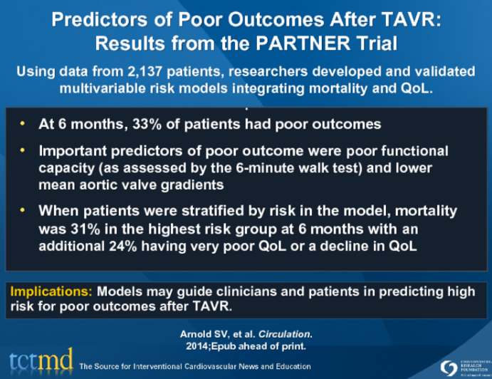 Predictors of Poor Outcomes After TAVR: Results from the PARTNER Trial