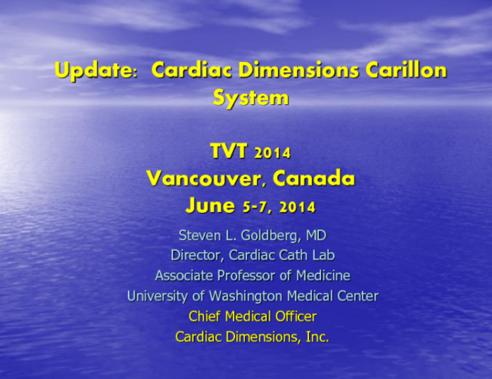 Update: Cardiac Dimensions Carillon System