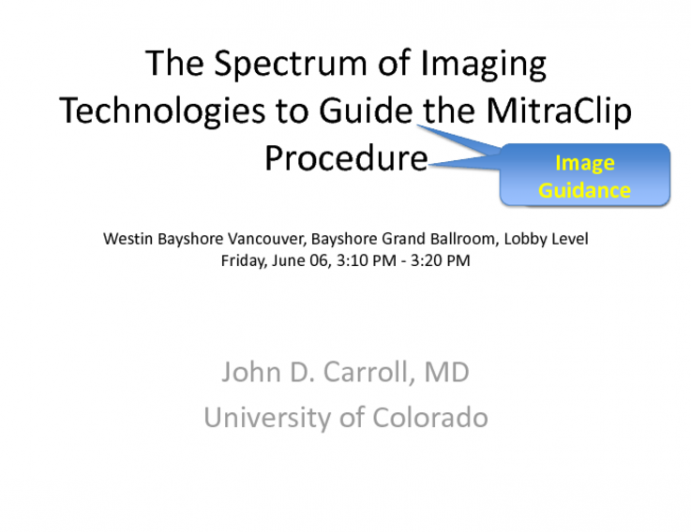 The Spectrum of Imaging Technologies to Guide the MitraClip Procedure