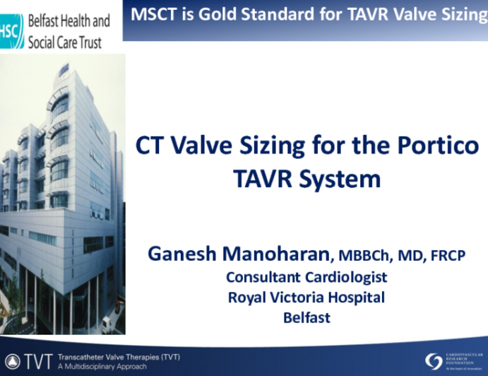 CT Valve Sizing for the Portico Self-Expanding TAVR System