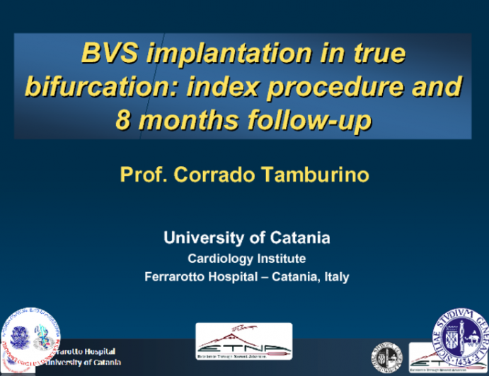 BVS implantation in true bifurcation: index procedure and 8 months follow-up