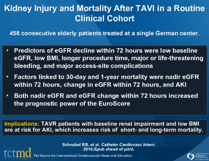 Kidney Injury and Mortality After TAVI in a Routine Clinical Cohort