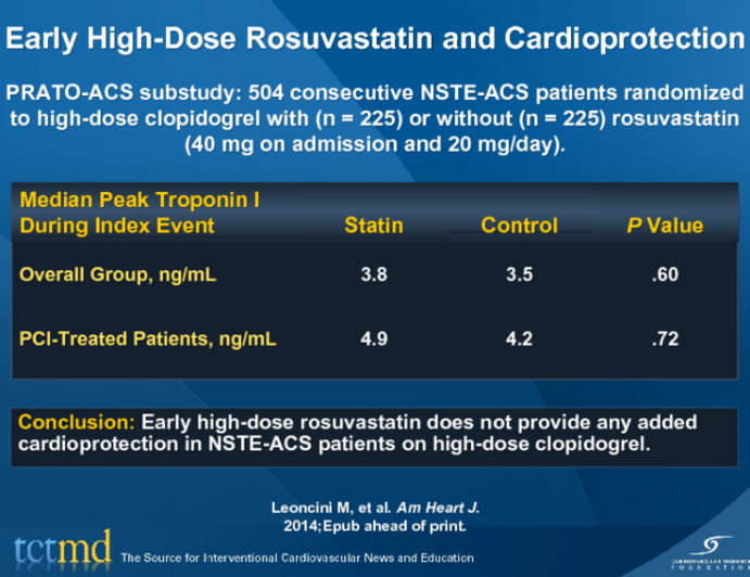 Early High-Dose Rosuvastatin and Cardioprotection
