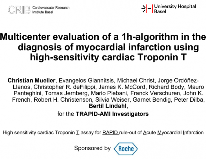 Multicenter evaluation of a 1h-algorithm in the diagnosis of myocardial infarction using high-sensitivity cardiac Troponin T
