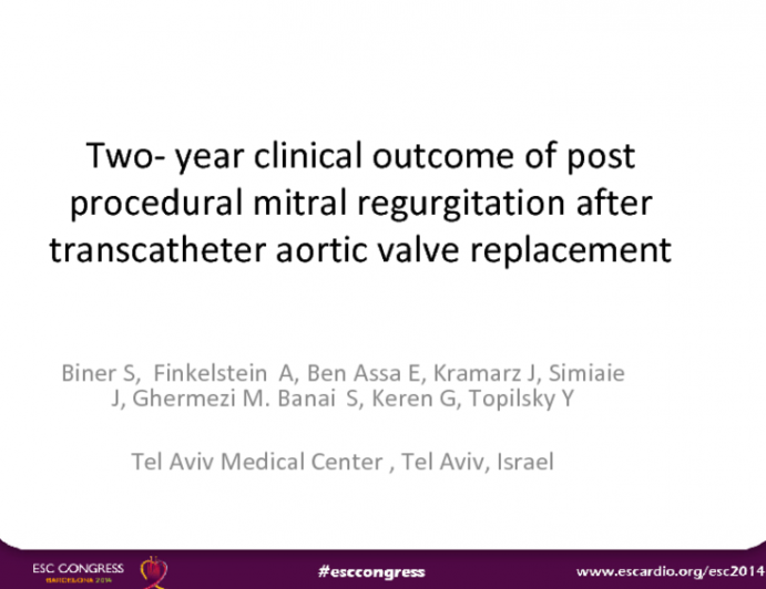 Two- year clinical outcome of post procedural mitral regurgitation after transcatheter aortic valve replacement