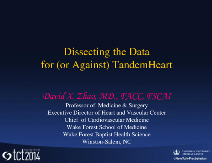 Cardiogenic Shock: Dissecting the Data for (or Against) TandemHeart