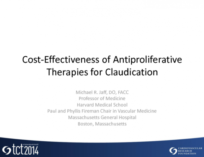 Cost-effectiveness of Antiproliferative Therapies for Claudication