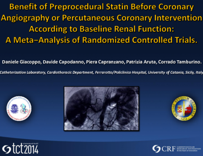 TCT 252: Preprocedural Statin Administration Benefit According to Baseline Renal Function: A Meta-analysis of Randomized Controlled Trials