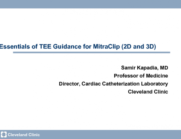 Essentials of TEE Guidance for MitraClip (2D and 3D)