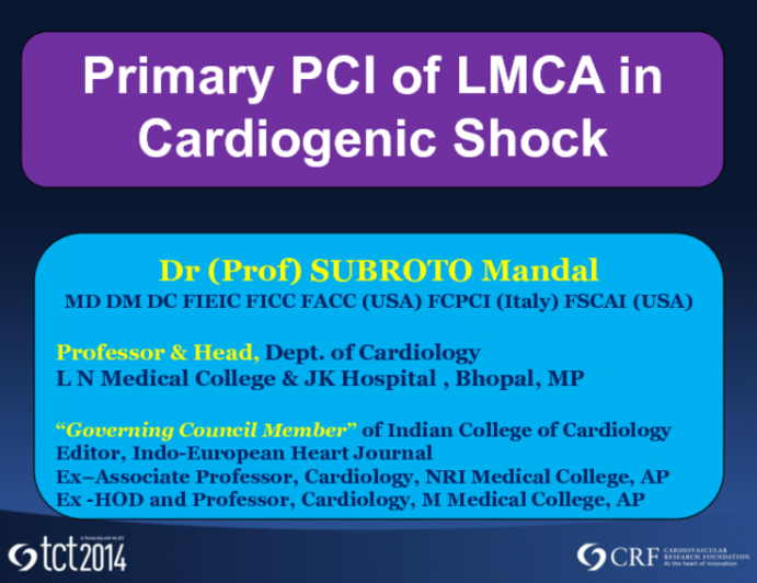 Case #1: Primary PCI of Left Main in Cardiogenic Shock