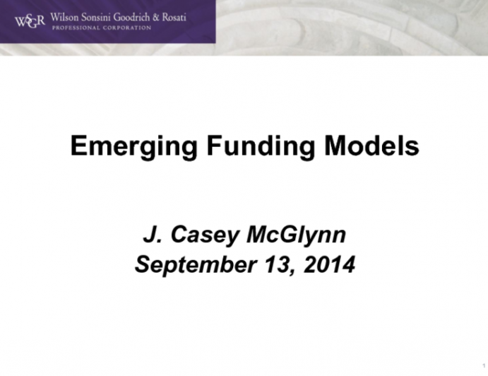 Emerging Funding Models and International Partnerships