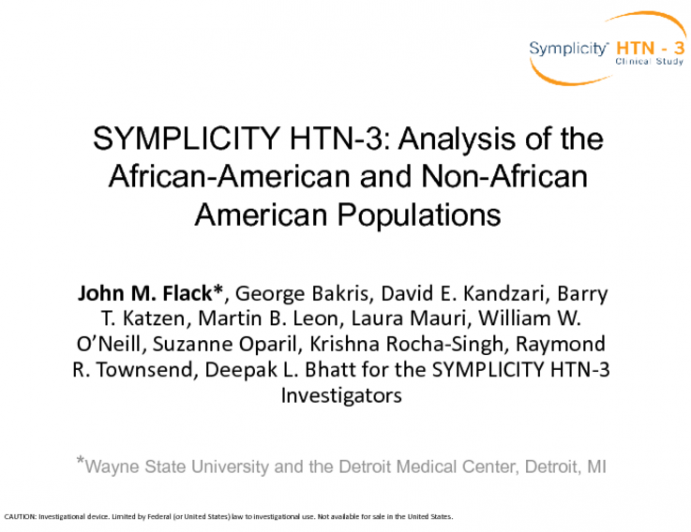 TCT 405: SYMPLICITY HTN-3: Outcomes in the African-American and NonAfrican American Populations