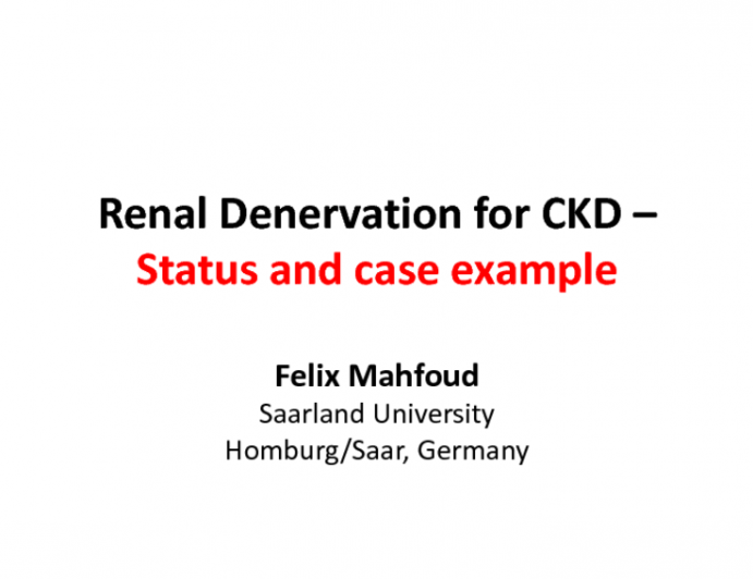 Renal Denervation for Chronic Kidney Disease: Status and Case Example