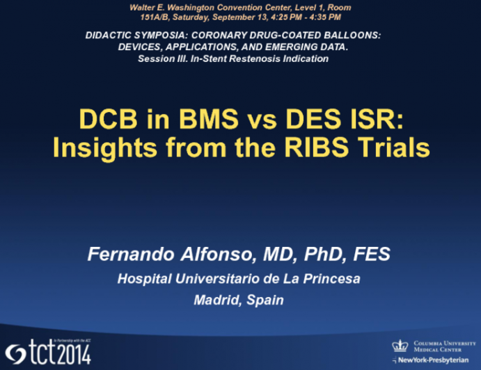 DCB in BMS vs DES ISR: Insights from the RIBS Trials