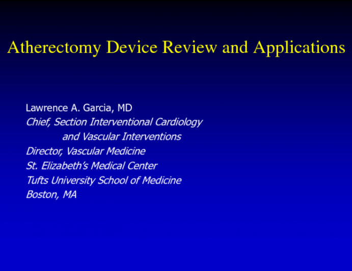 Atherectomy: Device Review and Their Place in the Management of Claudicants