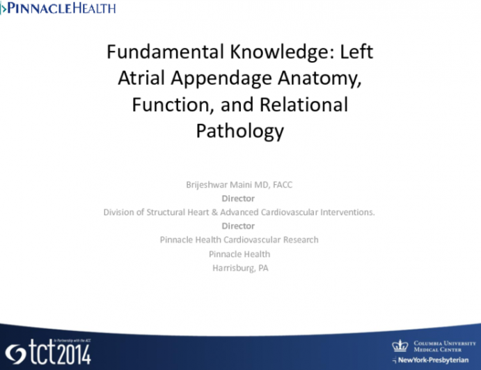 Fundamental Knowledge: Left Atrial Appendage Anatomy, Function, and Relational Pathology