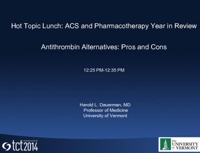 Antithrombin Alternatives: Pros and Cons