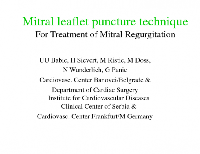 Babic Leaflet Puncture Techniques and Chords