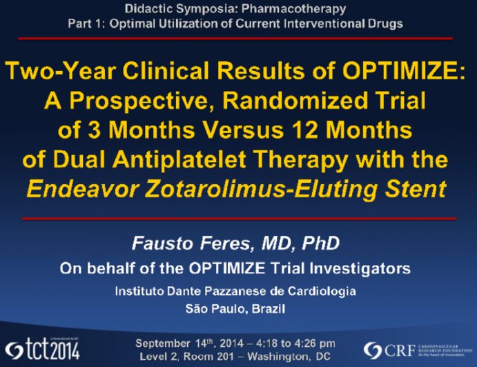 TCT 481: Two-Year Clinical Results of Patients Randomized to 3- or 12-Month Dual Antiplatelet After Endeavor Zotarolimus-Eluting Stent Implantation in OPTIMIZE