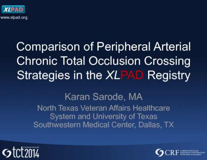 TCT 529: Comparison of Peripheral Arterial Chronic Total Occlusion Crossing Strategies in the XLPAD Registry