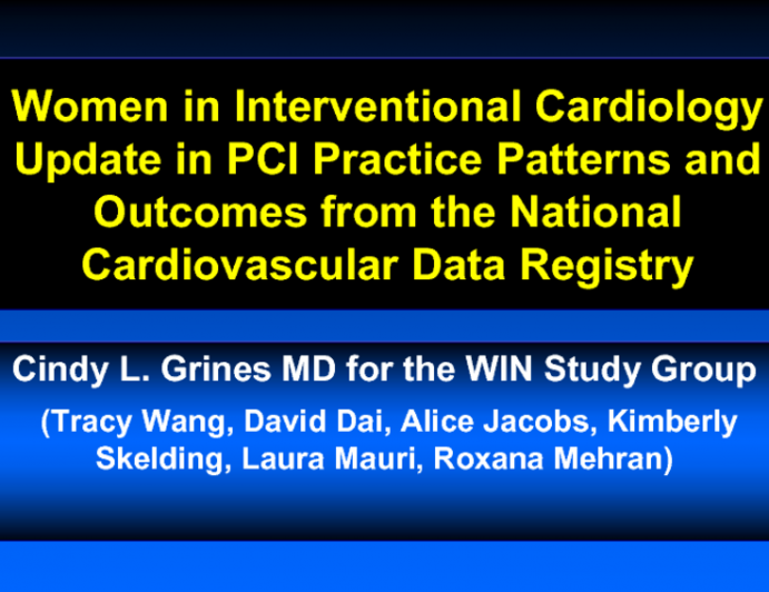 Women in Interventional Cardiology: Update in PCI Practice Patterns and Outcomes From the National Cardiovascular Data Registry