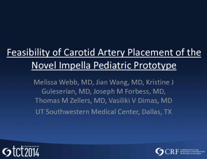 Feasibility Of Carotid Artery Placement Of The Novel Impella Pediatric Prototype