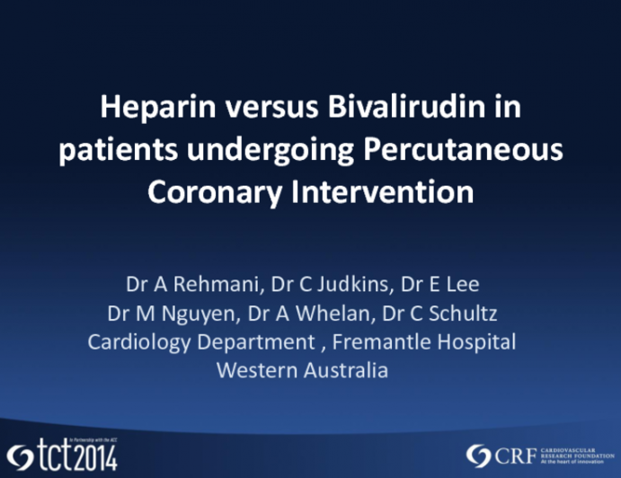 Heparin versus Bivalirudin in patients undergoing  Percutaneous Coronary Intervention