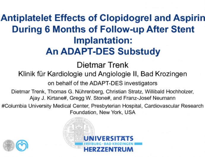 Antiplatelet Effects of Clopidogrel and Aspirin During 6 Months of Follow-up After Stent Implantation: An ADAPT-DES Substudy