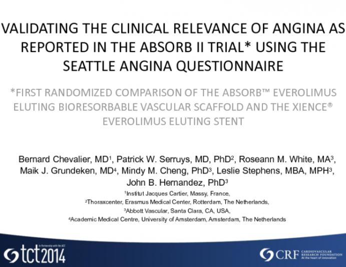 Analysis of Quality of Life Decrements Associated with Changes in Angina Status in the ABSORB II Trial: First Randomized Comparison Between the Absorb? Everolimus Eluting___
