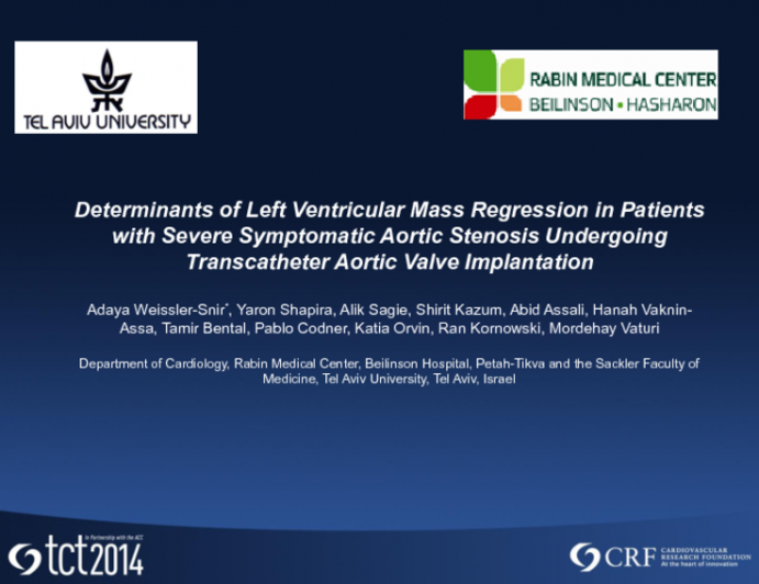 Determinants of Left Ventricular Mass Regression in Patients with Severe Symptomatic Aortic Stenosis Undergoing Transcatheter Aortic Valve Implantation