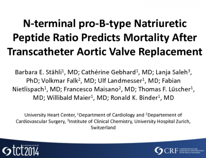 N-terminal Pro-B-type Natriuretic Peptide Ratio Predicts Mortality After Transcatheter Aortic Valve Replacement