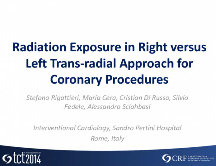 Radiation Exposure in Right versus Left Trans-radial Approach for Coronary Procedures