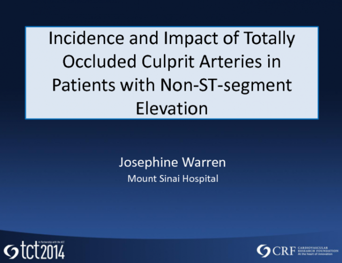 Incidence and Impact of Totally Occluded Culprit Arteries in Patients with Non-ST-segment Elevation