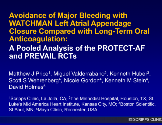 TCT 171: Avoidance of Major Bleeding with WATCHMAN Left Atrial Appendage Closure Compared with Long-term Oral Anticoagulation: A Pooled Analysis of Randomized Trials