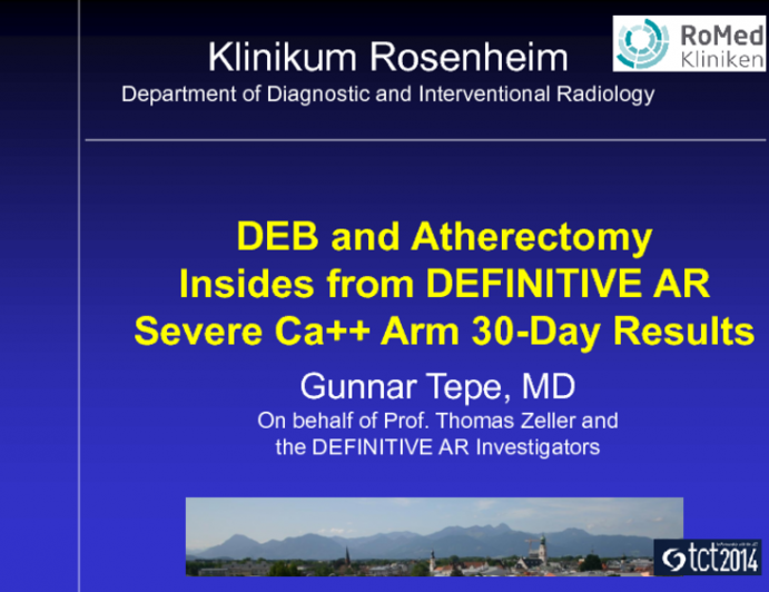 DCB and the Use of Ancillary Devices II: Atherectomy - Insights from The DEFINITE AR Trial