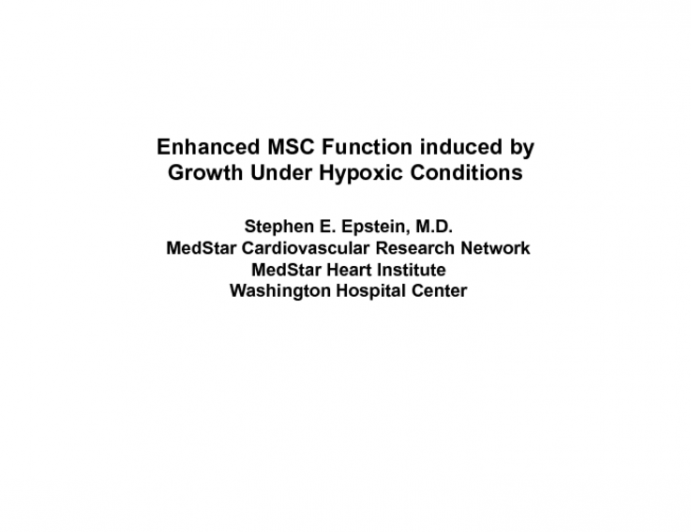 Enhancement of MSC Function by Chronic Exposure to Hypoxia