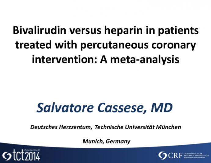 TCT 460: Bivalirudin Versus Heparin During Percutaneous Coronary Intervention: A Meta-analysis of Randomized Trials