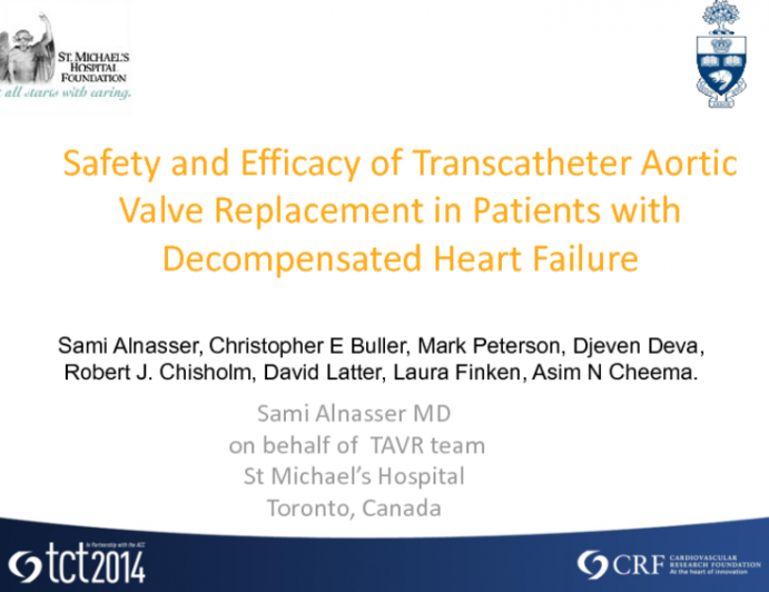 TCT 690: Safety and Efficacy of Urgent Transcatheter Aortic Valve Replacement in Patients Admitted with Decompensated Heart Failure