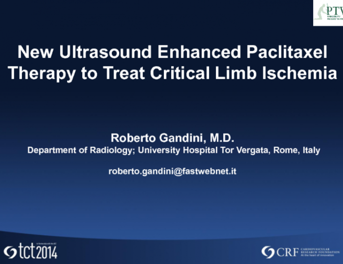 New Ultrasound Enhanced Paclitaxel Therapy to Treat Critical Limb Ischemia