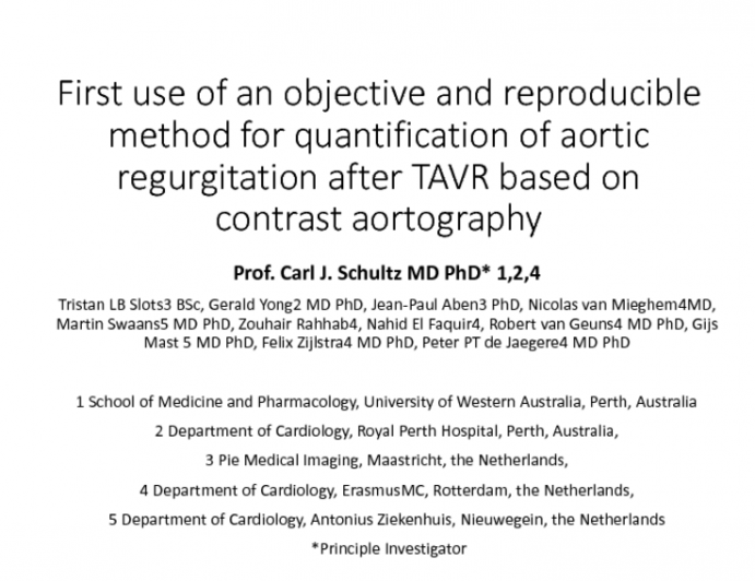 First Use of an Objective and Reproducible Method for Quantification of Aortic Regurgitation After TAVR Based on Angiography